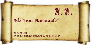 Méhes Manassé névjegykártya